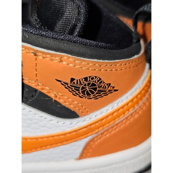 Kids Air Jordans Toddler Shoes Black Orange White Leather Basketball Sneakers 7C - Picture 3 of 6